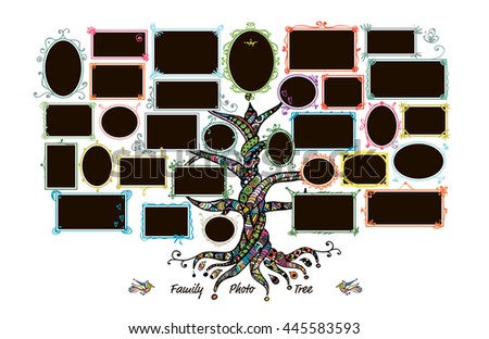 Family Tree Template Picture Frames Stock Vector 445583557 Shutterstock Family Tree Template Empty Frames Photos Stock Vector 656586004