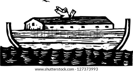 Black White Vector Illustration Noah Ark Stock Vector 133827212 