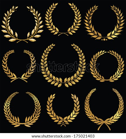 Silhouette Laurel Oak Wreaths Different Shapes  Stock 