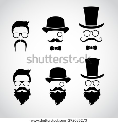 Retro Vintage Gentleman Set Collection Diverse Stock Vector 292322900 ...