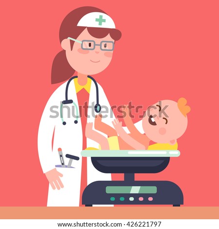 Pediatrician Doctor  Woman Doing Medical Examination Stock 