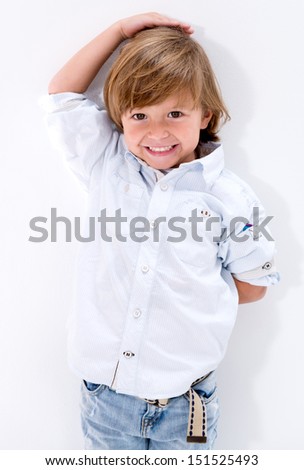 Little Cute Boy Measuring His Height Stock Photo 36525577 - Shutterstock