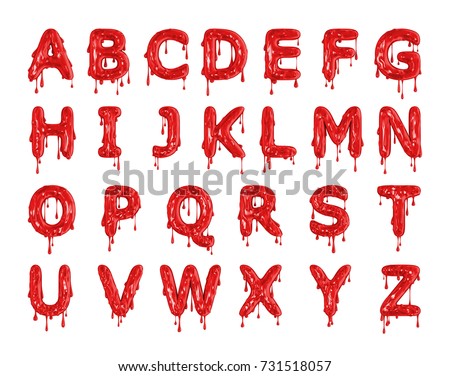 italian font letter Vector Alphabet Isolated Halloween White Stock On Bloody