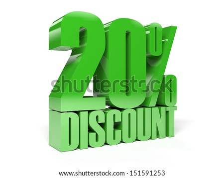 20 percent discount. Green shiny text. Concept 3D illustration. - stock ...