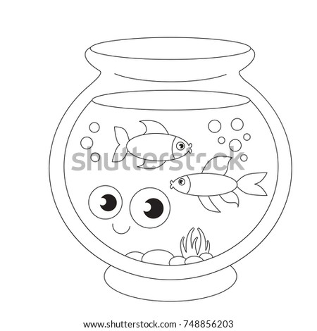 Black White Illustration Fish Fish Bowl Stock Vector 124617112 ...