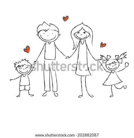 Happy Family Smiling Together Father Children Stock Vector 63346867 ...