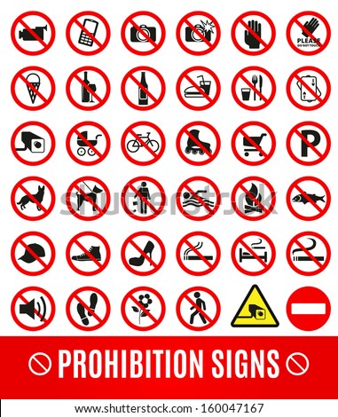 Prohibition Signs Set Safety Information Vector Stock Vector 597272552 ...