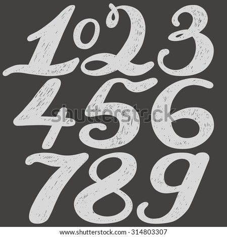 Numbers Set Hand Drawn Calligraphy Style Stock Vector 317959253 ...