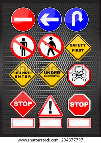 Collage Road Traffic Signs Stock Vector 79162615 - Shutterstock