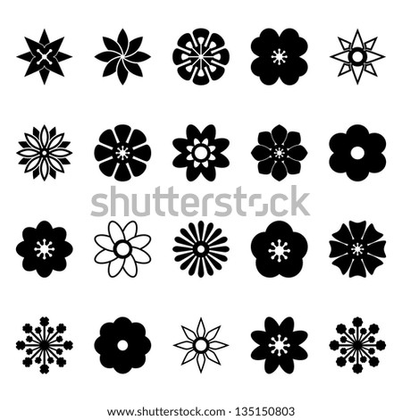 Flower Vector Black White Stock Vector 135150803 - Shutterstock