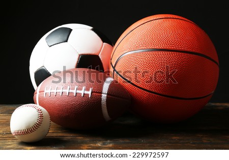 Sports Balls On Wooden Background Stock Photo 231825895 - Shutterstock