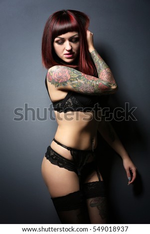 beautiful tattoo black lingerie stock photo 549018931 beautiful tattoo black lingerie stock photo 549018931