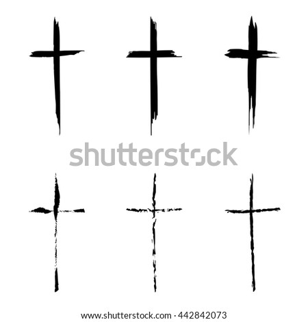 Handdrawn Black Crosses Outlines Christian Crosses Stock Vector ...