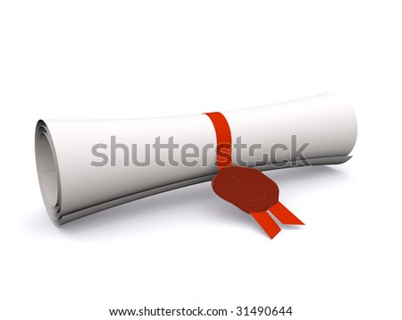 Graduation Diploma Scroll Tied Red Ribbon Stock Photo 58040194