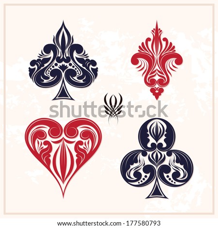 Vintage Playing Cards Symbols Set Vector Stock Vector 139305794 ...