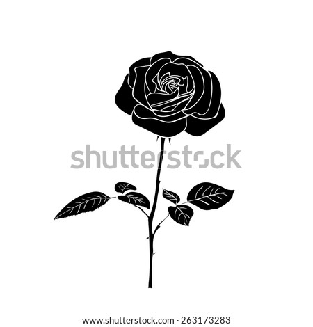Rose Tattoo Black Silhouette Branch Flowers Stock Vector 444526906 ...