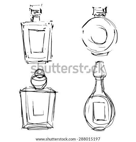 Perfume Bottles Black Sketch Hand Drawn Stock Illustration 308115038 ...