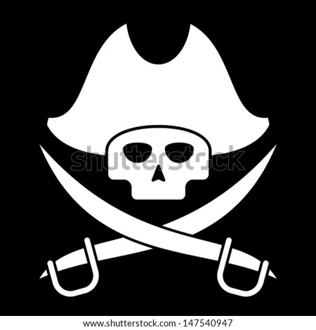 Black Silhouette Skull Crossbones Pirate Hat Stock Vector 49240996 ...