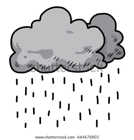 Cloud Rain Cartoon Vector Illustration Black Stock Vector 664676662 ...