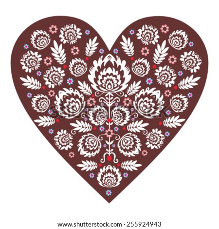 Polish White Folk Art Heart Pattern Stock Vector 217236454 - Shutterstock