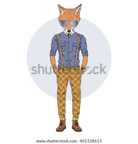 Fox Dressed Leather Jacket Furry Art Stock Vector 401291632 - Shutterstock