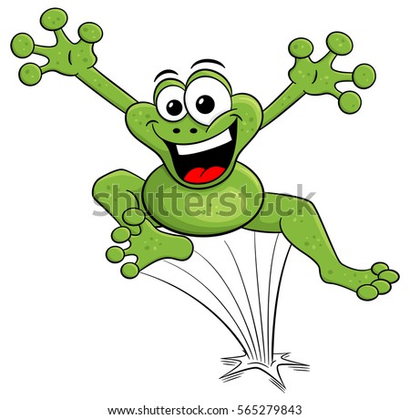 Excited Cartoon Frog Vector Illustration Simple Stock Vector 113622055 ...