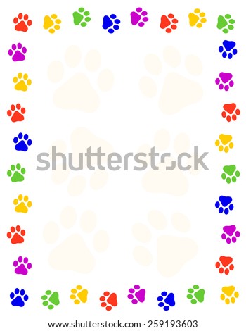 Colorful Dog Paw Print Frame Border Stock Vector 254982754 - Shutterstock