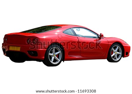 stock photo red ferrari modena on white background with clipping path 11693308