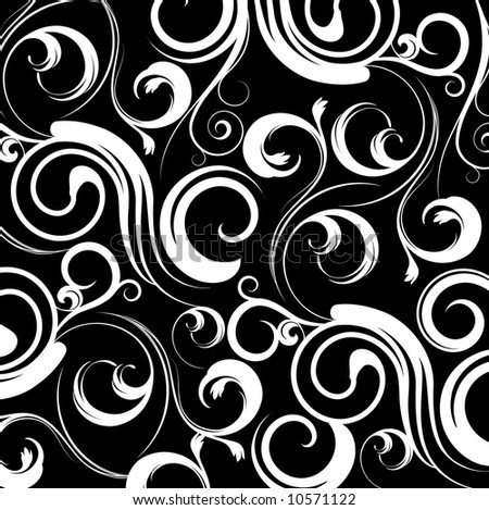 Seamless Pattern White Swirls On Black Stock Vector 150460724 ...