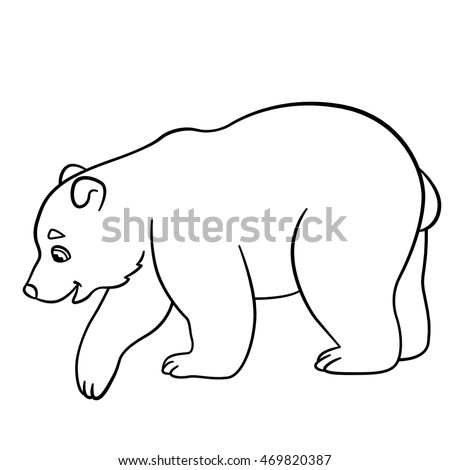 Coloring Pages Cute Polar Bear Stands Stock Vector 469820393 - Shutterstock