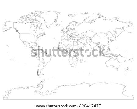 World Vector Outline Map High Detail Stock Vector 266757692 - Shutterstock