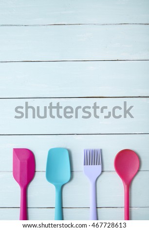 Kitchen Utensils Border colorful silicone baking utensils on pink stock photo 446216080 Kitchen Utensils Border colorful silicone baking utensils on pink stock photo 446216080