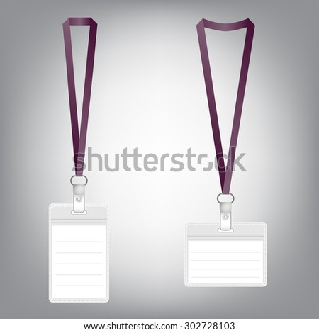 Lanyard Name Tag Holder Badge Templates Stock Vector 302728103 Shutterstock Lanyard Name Badge Template