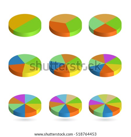 8 circle vector segment Graph Stock Business Vector Pie Flat Chart Simple