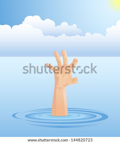 Hand Person Drowning Stock Vector 144820723 - Shutterstock