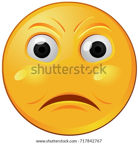 Surprised Emoticon Face Cartoon On White Stock Vector 314989772 ...