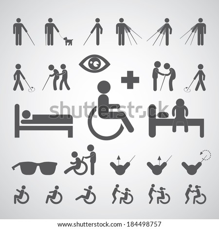 patient blind disabled and old man symbol for hospital - stock vector