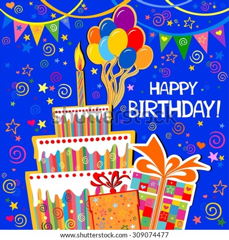 Birthday Card Celebration Red Background Birthday Stock Vector 90495313 ...
