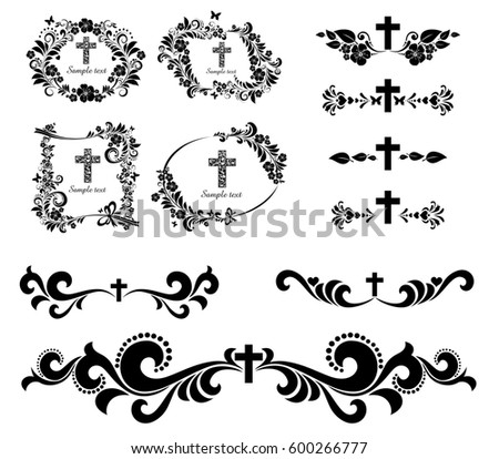 Cross Icons Set Obituary Notice Art Stock Vector 597793589 - Shutterstock