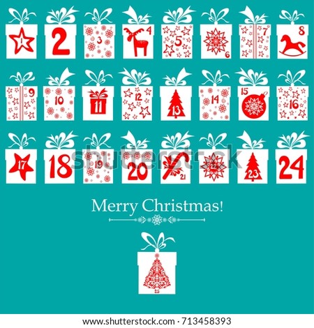 merry christmas advent calendar 25 windows stock vector merry christmas advent calendar 25 windows stock vector