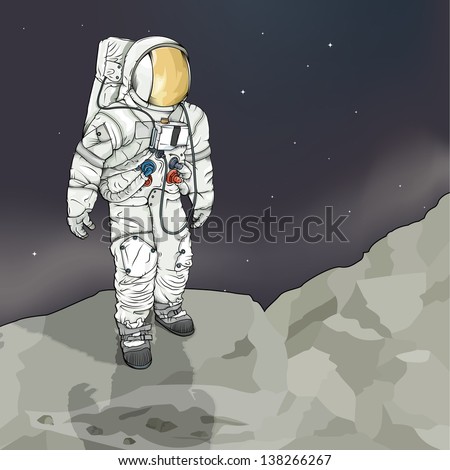 Astronaut Spacesuit Raises Hand Salute Speech Stock Vector 298409264