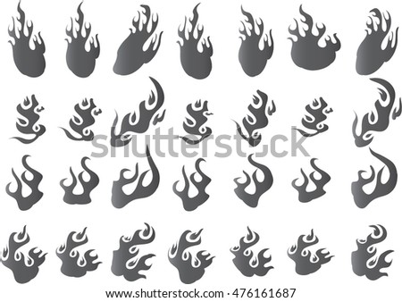 Vector Icon Isolated Fire Flames Set Stock Vector 547624948 - Shutterstock