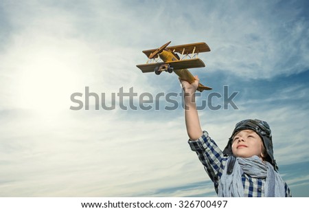 Little Boy Cardboard Airplane Stock Photo 224906884 - Shutterstock