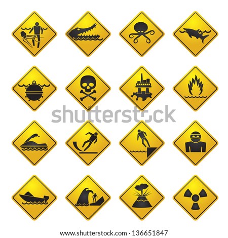 Natural Disaster Warning Signs Caution Danger Stock Vector 302759177 ...