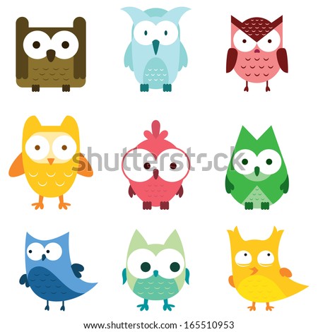 Owl Color Vector Illustration Collection Set Stock Vector 557468431 ...