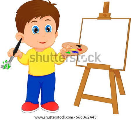 Cartoon Boy Painting Stock Vector 179781836 - Shutterstock