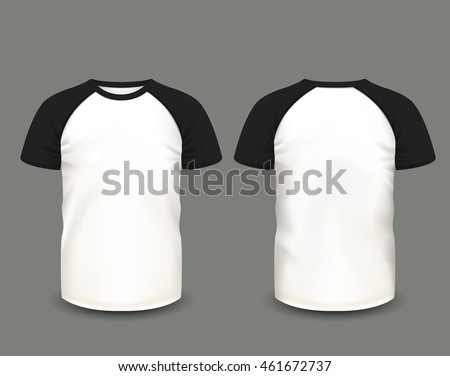 t realistic shirt vector 459843820 Red Sleeve Tshirt Mens Raglan Vector Short Stock