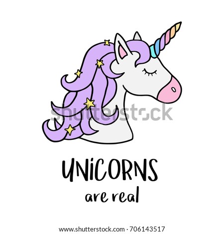 Cute Magical Unicorn Head Vector Design Vectores En Stock 