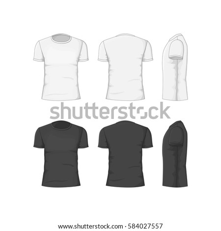 Front Back Side Views Blank Tshirt Stock Vector 163409354 - Shutterstock