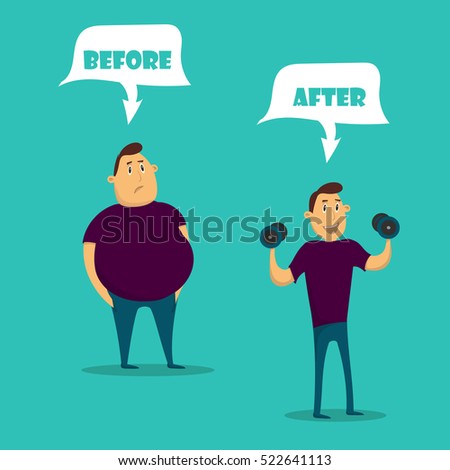 Weight Loss Fat Vs Slim Before Stock Vector 597339938 - Shutterstock